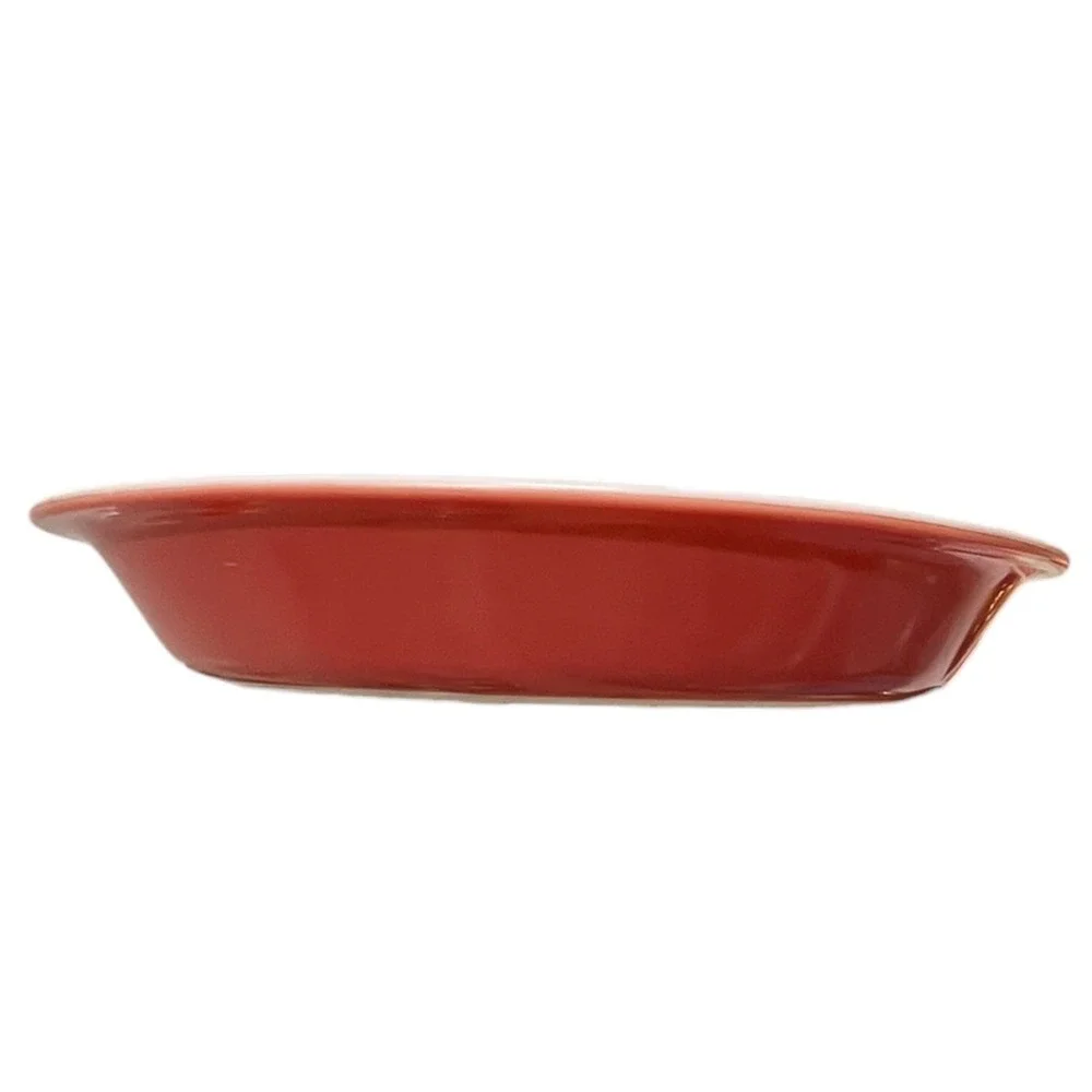 Vintage Pyrex 909 Red White Milk Glass 9 Inch Round‎ Pie Plate Baking Dish USA